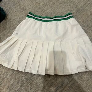 Chic White Skater Skirt with Green Accents